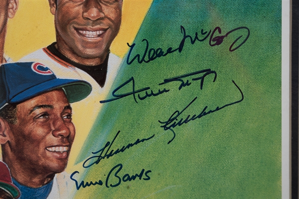 500 Home Run Hitters Signed & Framed Print w. Mantle & Aaron - JSA